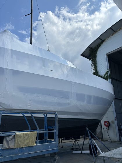 Shrink wrapped boat