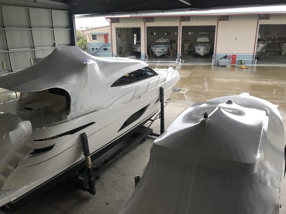 Shrink wrapped boat