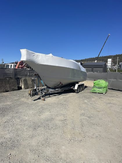 Shrink wrapped boat