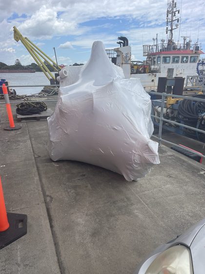 Shrink wrapped boat