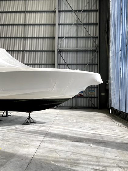 Shrink wrapped boat