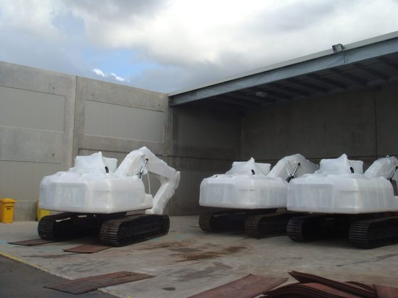 Shrink wrapped machinery and industrial equipment