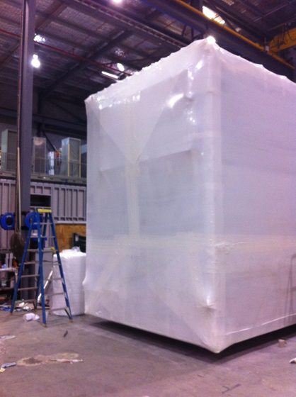 Shrink wrapped item in storage