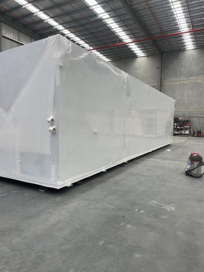 Shrink wrapped item in storage